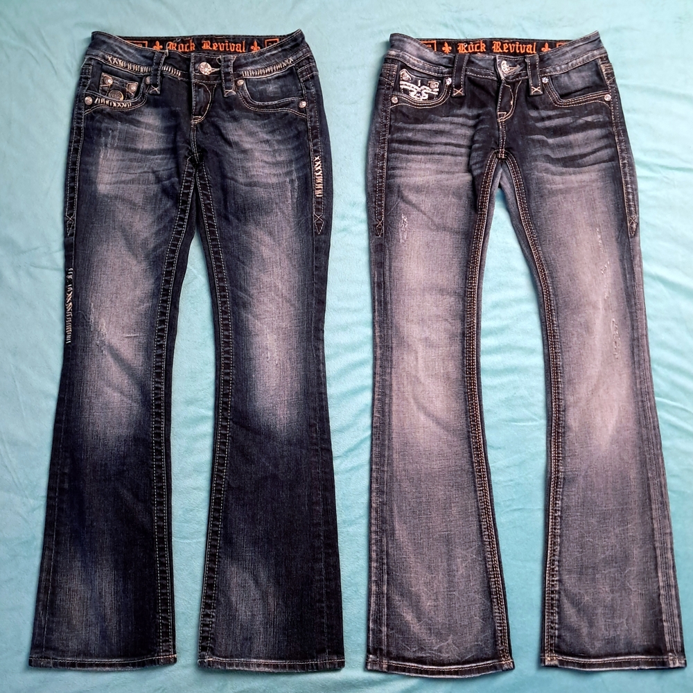 2 Pair Size 24 Rock Revival Jeans